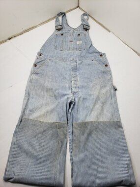 Vintage BIG MAC Square Bak Hickory Stripe Bib Overalls Distressed No Size